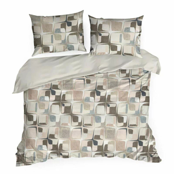 Пролет 36 геометрия сатен спално бельо евро завеси бежово