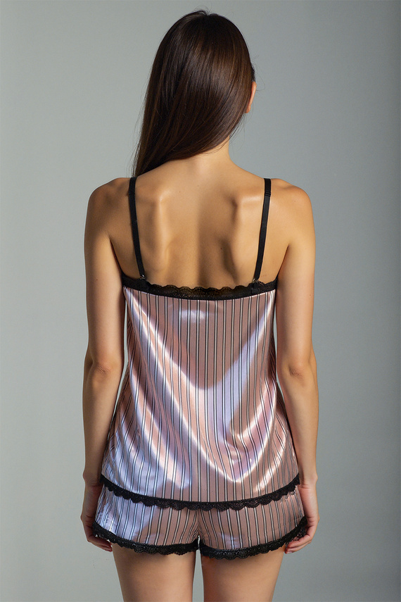 Дамска къса пижама Donna Pierre Cardin – сатен, розово, с презрамки