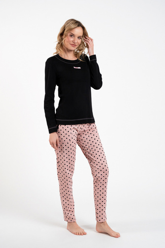 Bonilla Дамска пижама с дълъг ръкав и дълъг панталон Италианска мода черно/принт 