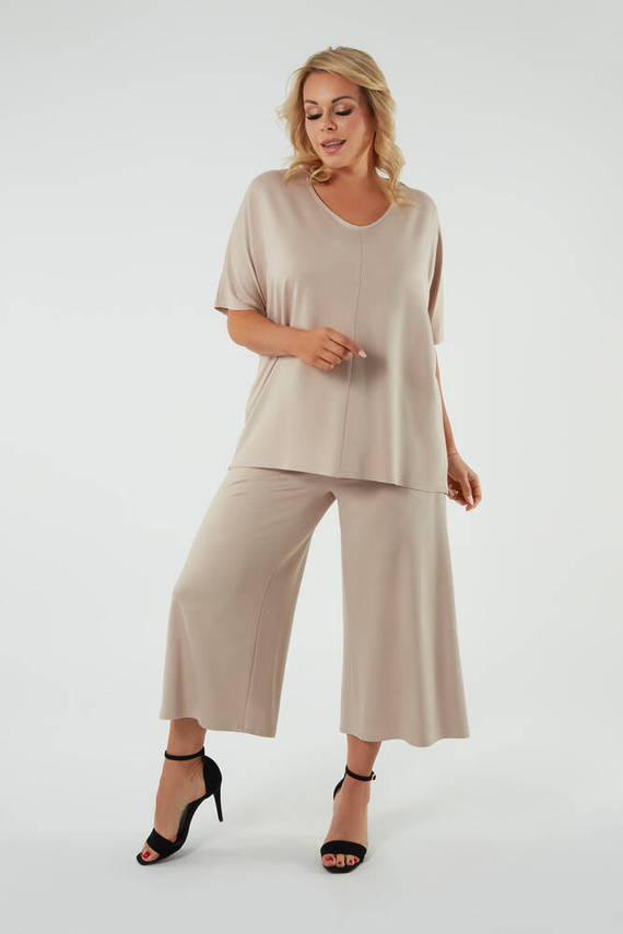 Soler Блуза с къс ръкав Италианска мода - бежово 