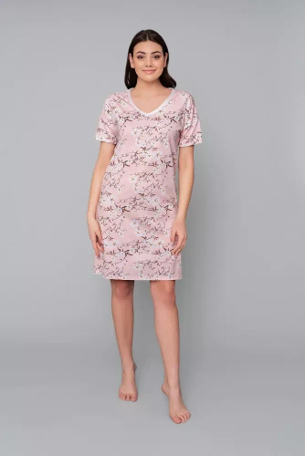 Нощница Alwa с къс ръкав Италианска мода - розов принт