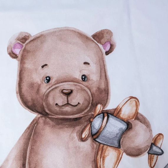 Памучно спално бельо Teddy bear moon Jerry Fabrics, бяло/сиво