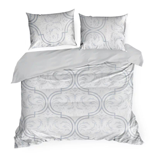 Спално бельо Flano 5 велур, евро перде орнаменти, сиво