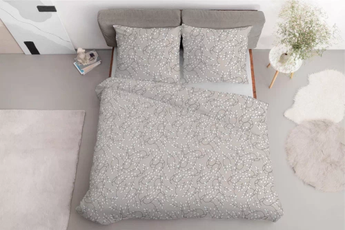 5217 B Спално бельо от сатен, фини листа, Detexpol бежово