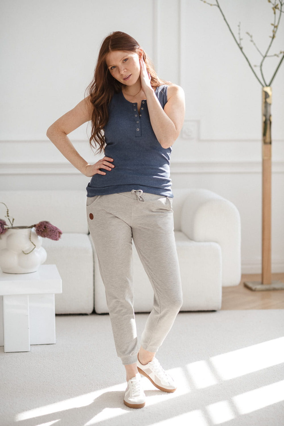 Тениска за бременни и кърмачки Milk&Love jeans със сини райета с презрамки