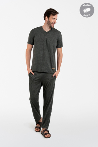 Akord Мъжка пижама с къс ръкав и дълъг панталон Италианска мода - c.меланж