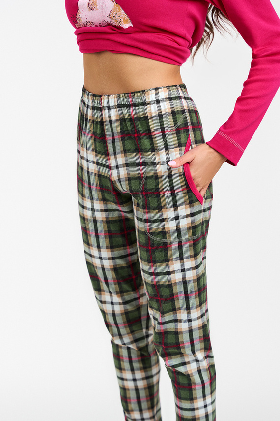 Zonda Дамска пижама с дълъг ръкав и дълъг панталон Италианска мода - амарант/принт