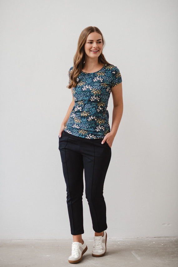 Milk Shirt Блуза за кърмачки и бременни с къс ръкав Milk&Love поляна на морско синьо