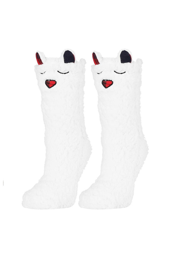 Дамски чорапи Moraj CDC1600-001 бяло-розови - пухкави, с усмихнато лице и противоплъзгащ ABS