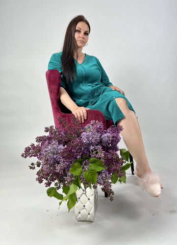 431 Дамски халат от велур Forex - зелен