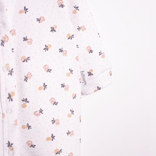 220032 Бебешки гащеризон Nicol 100% памук с дълъг ръкав и деликатен цветен принт