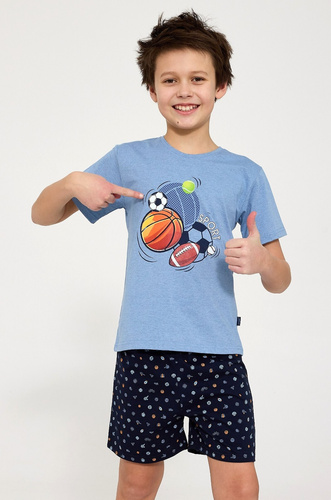 Детска памучна пижама Cornette Young Boy 790/126 Sport синя