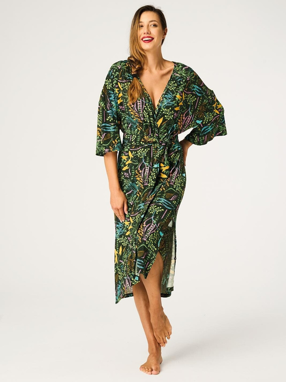 Key LGL 574 Зелен – Дамски халат от вискоза 95% с принт