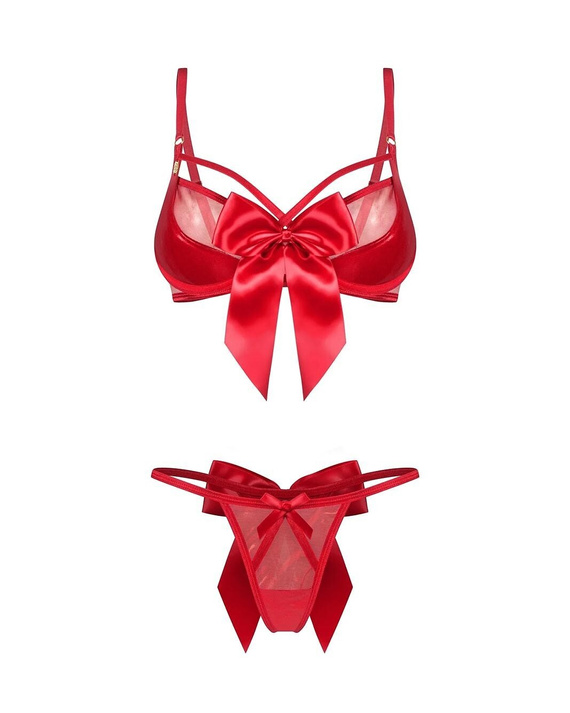Obsessive Gifty Red 2-PCS Червен комплект с банели + стринги