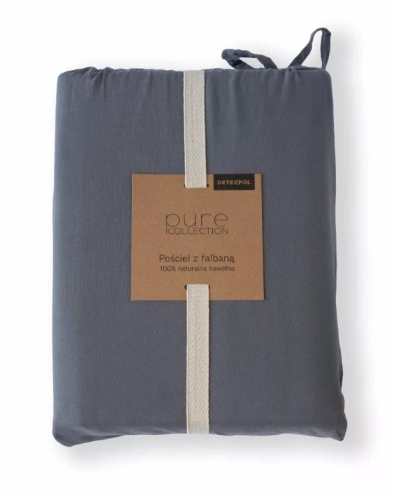 Pure 23 Едноцветно памучно спално бельо Detexpol графит