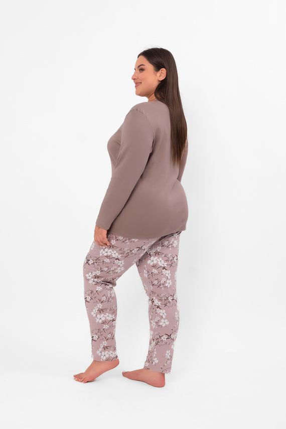 Дамска пижама Kimuri - дълъг ръкав, дълъг панталон, памук Италианска мода  