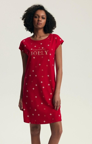 43720 Дамска коледна нощница Dotie Henderson - памук, къс ръкав