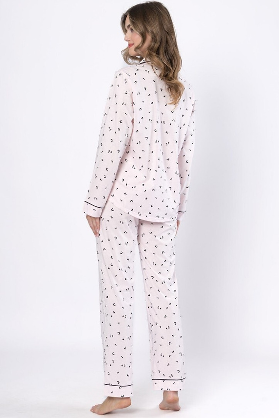 Дамска пижама Laveza Alka 1618 светло розово – памук, дълги ръкави, закопчава се с копчета