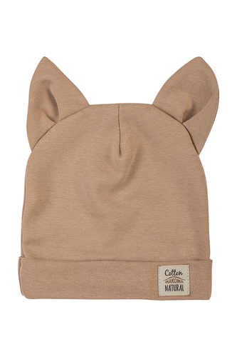4253L Бебешка шапка Makoma "Unitone Latte", бежова
