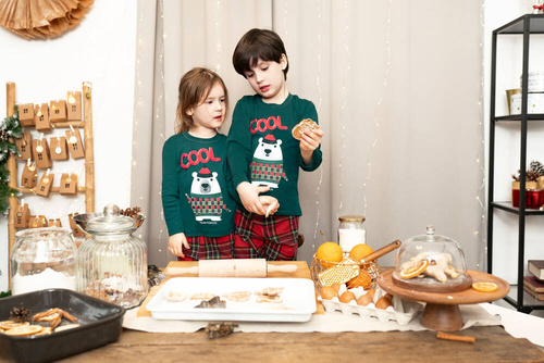 Детска пижама Tess Италианска мода - зелена/принт 