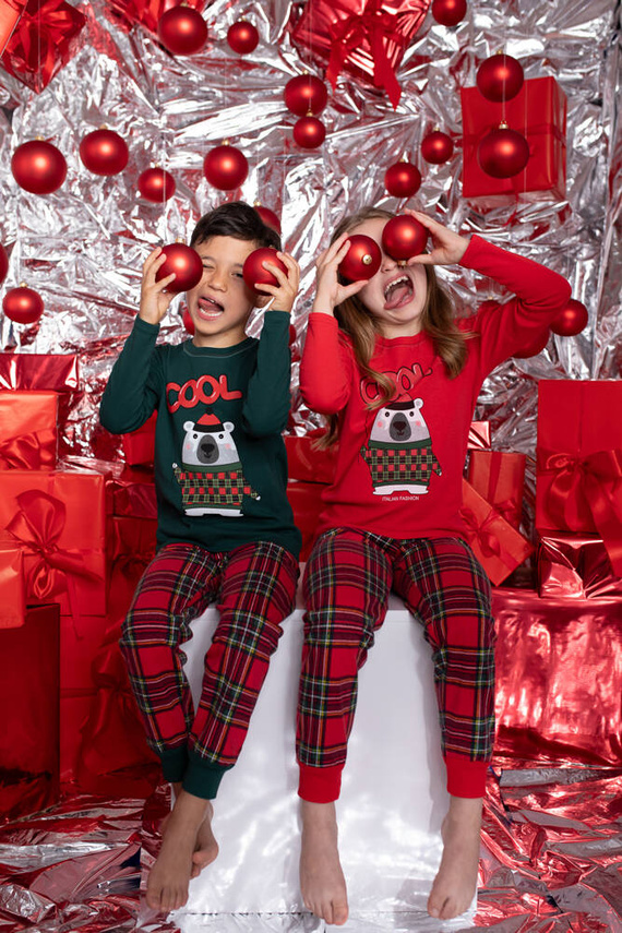 Детска пижама Tess Италианска мода - червено/принт