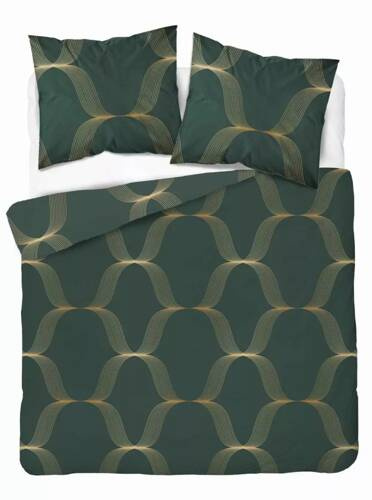 5088 B Home Satin Спално бельо от сатен, бутилково зелено Detexpol орнамент