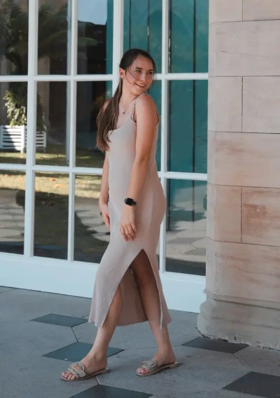 DK-K-P7 DKaren памучна рокля - капучино