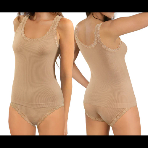 Дамски потник Sesto Senso 6109 с дантела безшевен еластичен beige