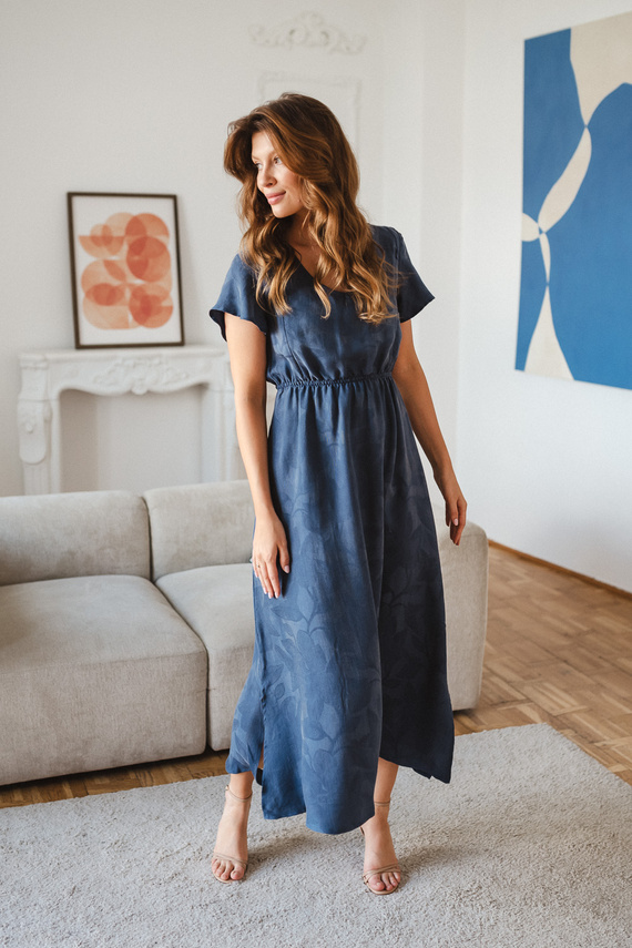 Рокля за бременни и кърмене Milk & Love Lovely Dress Long в тъмносиньо