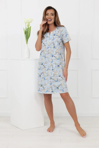 Дамска нощница CELOZJA Italian Fashion памучна с къс ръкав и копчета