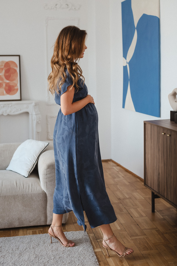 Рокля за бременни и кърмене Milk & Love Lovely Dress Long в тъмносиньо