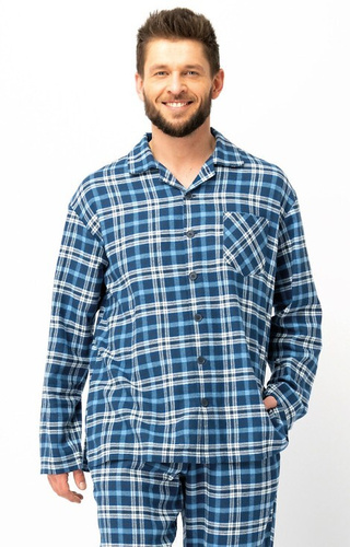 Мъжки пижамен комплект MNS 492 Key Jeans – карирана фланела, памук