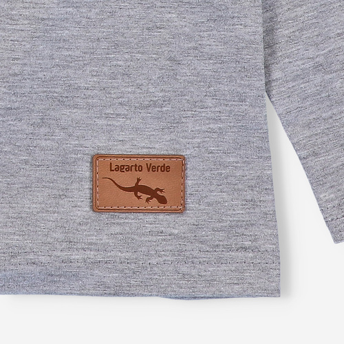 KAR-1018 Блуза с дълъг ръкав Lagarto Verde за момче, сива - памук с еластан, полско производство