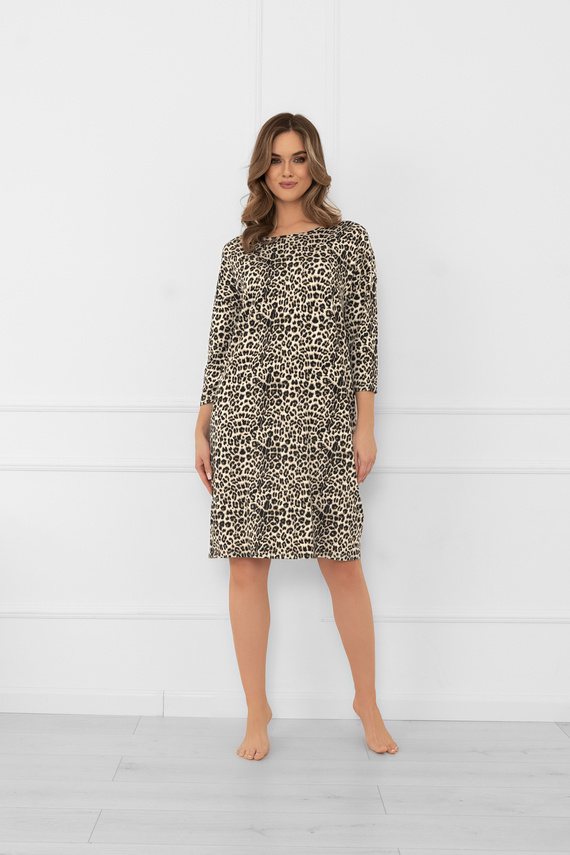 Дамска нощница Kenia Италианска мода - леопардов принт, 3/4 ръкав