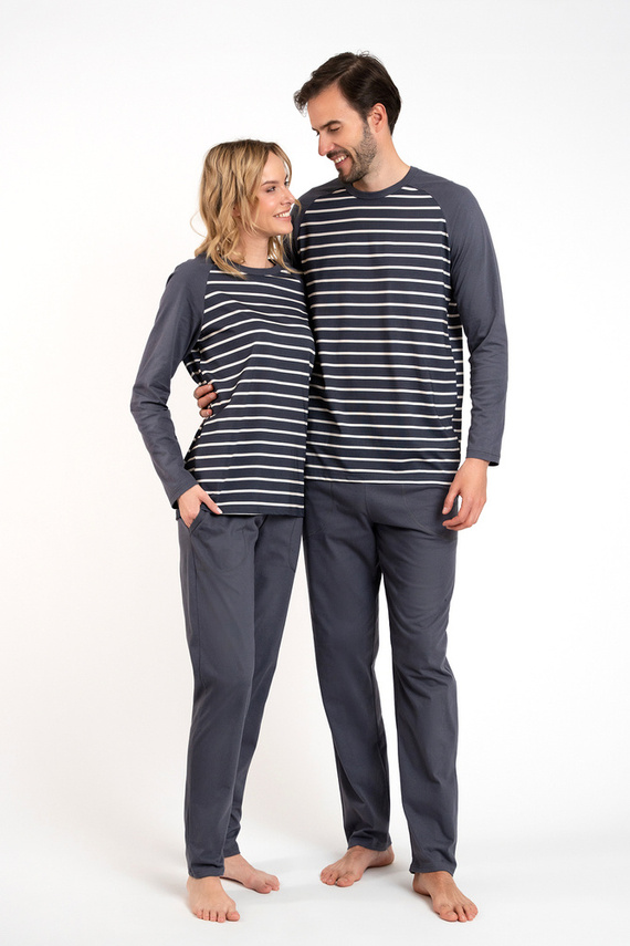 Oda Дамска пижама с дълъг ръкав и дълъг панталон Италианска мода - графит/графит