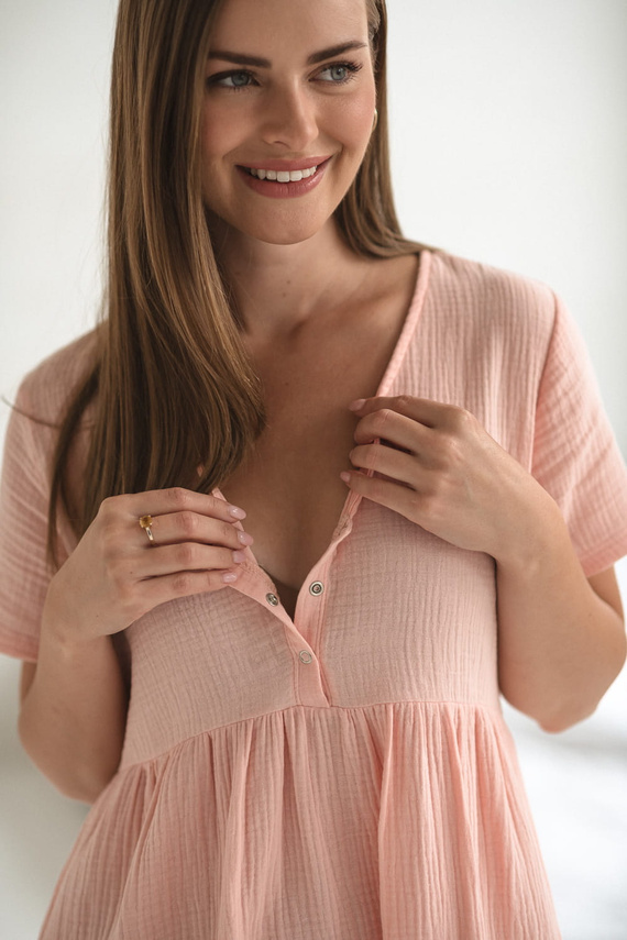 Муселинена нощница за бременни и кърмачки Aurora Milk&Love сьомга