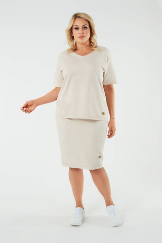 Madri Блуза с къси ръкави Италианска мода - бежова 