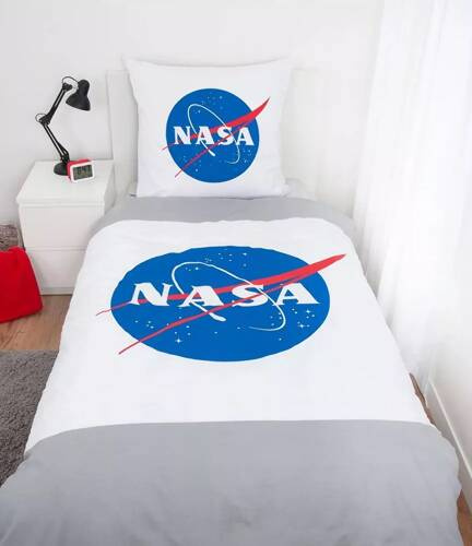 Памучно младежко спално бельо Nasa Herding бяло синьо