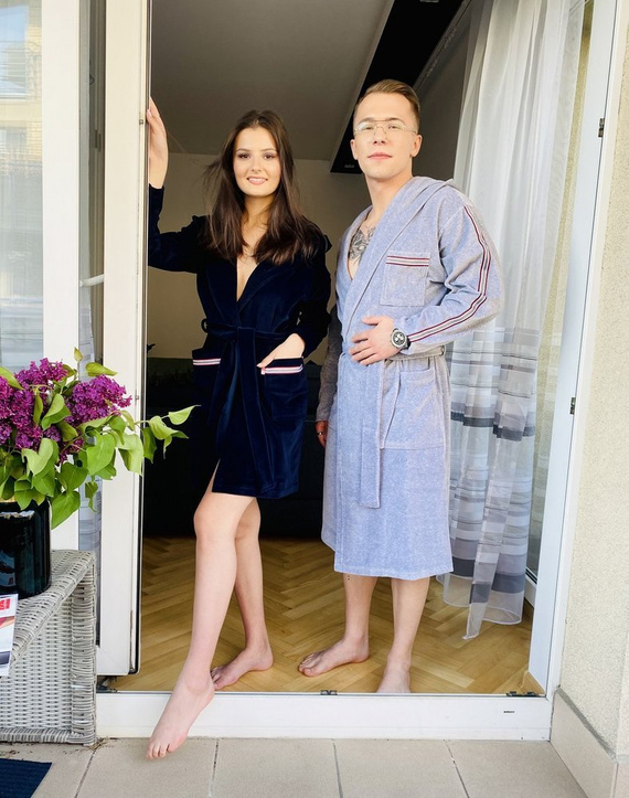 424 Lampas Дамски халат за баня - тъмносин