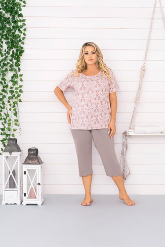 Kalmia Дамска пижама с къс ръкав, 3/4 панталон Италианска мода с щампа