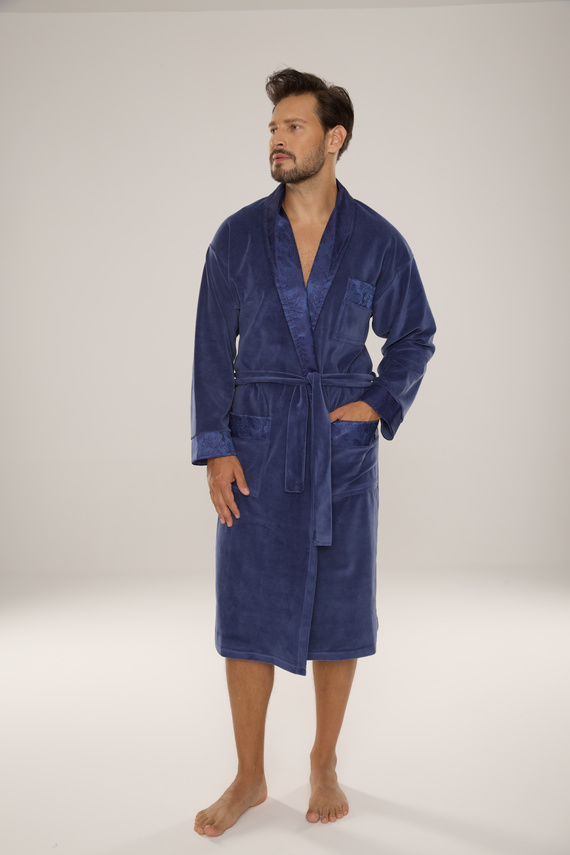 868 Благороден мъжки велурен халат De Lafense - елегантен, мек, първокласен, деним