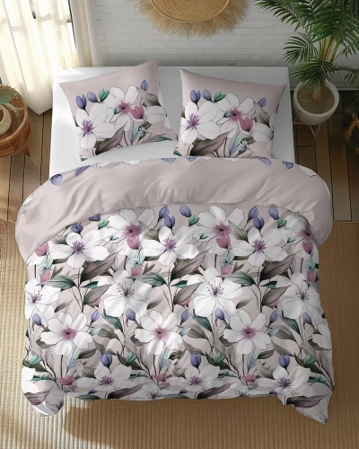 5774 B Cotton Bloom памучно спално бельо Detexpol, пудра розово с цветя – 100% памук, двустранно, полско производство