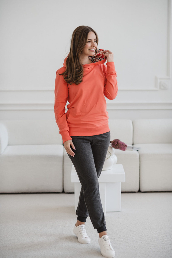 Суичър за кърмачки Milk Please Milk&Love с коралова качулка