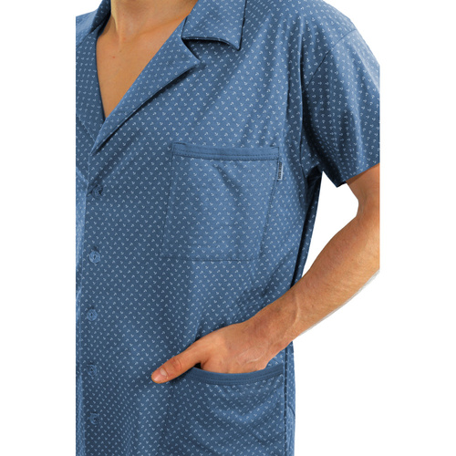 Мъжка пижама с цип и къс ръкав Sesto Senso - дънки anchor