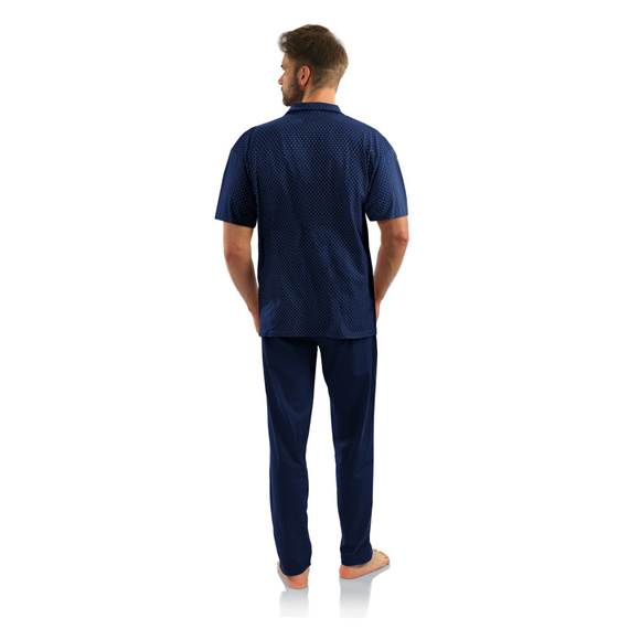 Мъжка пижама с цип с къс ръкав Sesto Senso - тъмносини котви