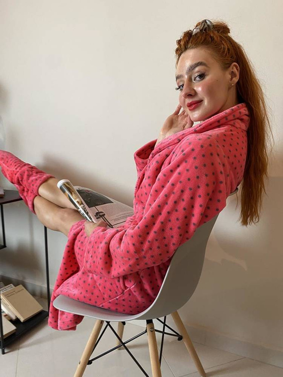 548 Melanie Дълъг дамски халат Forex - малина