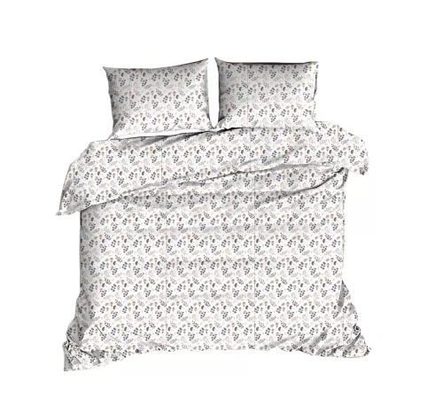 614N Класическо памучно спално бельо E24 Допълнителен комплект спално бельо, бяло, кафяво, листа, клонки - 100% памук, издръжливо, цветно, комплект от 2 части