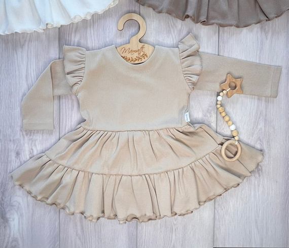 Mamatti SP512 Детска рокля с пеперудени ръкави 97% памук