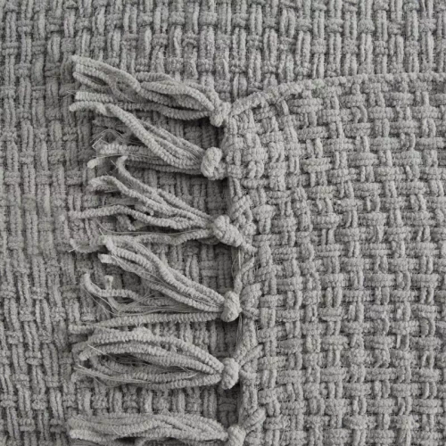 Сузи Одеяло, шалте, плетено с ресни, европерде, сиво