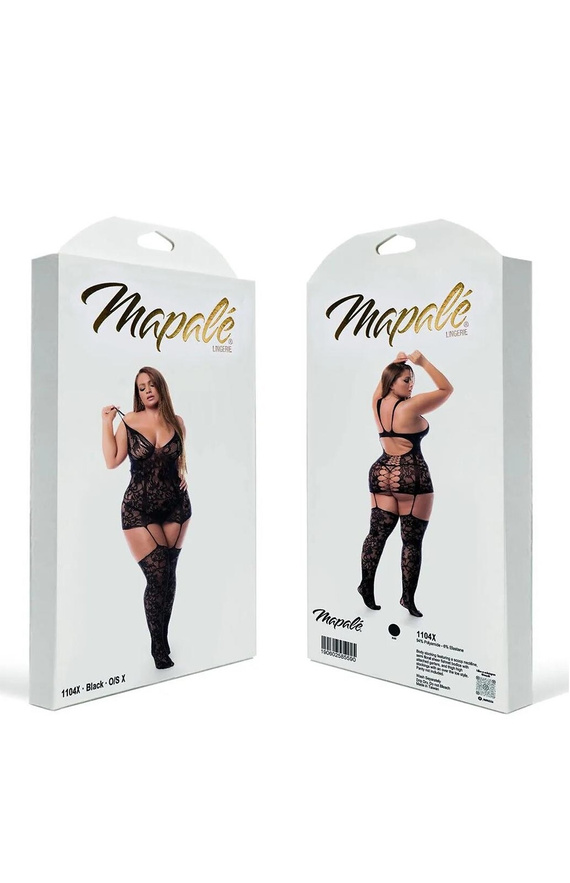 Дамско боди Mapale 7481 Romper Babydoll черно с дантела и открита гръб